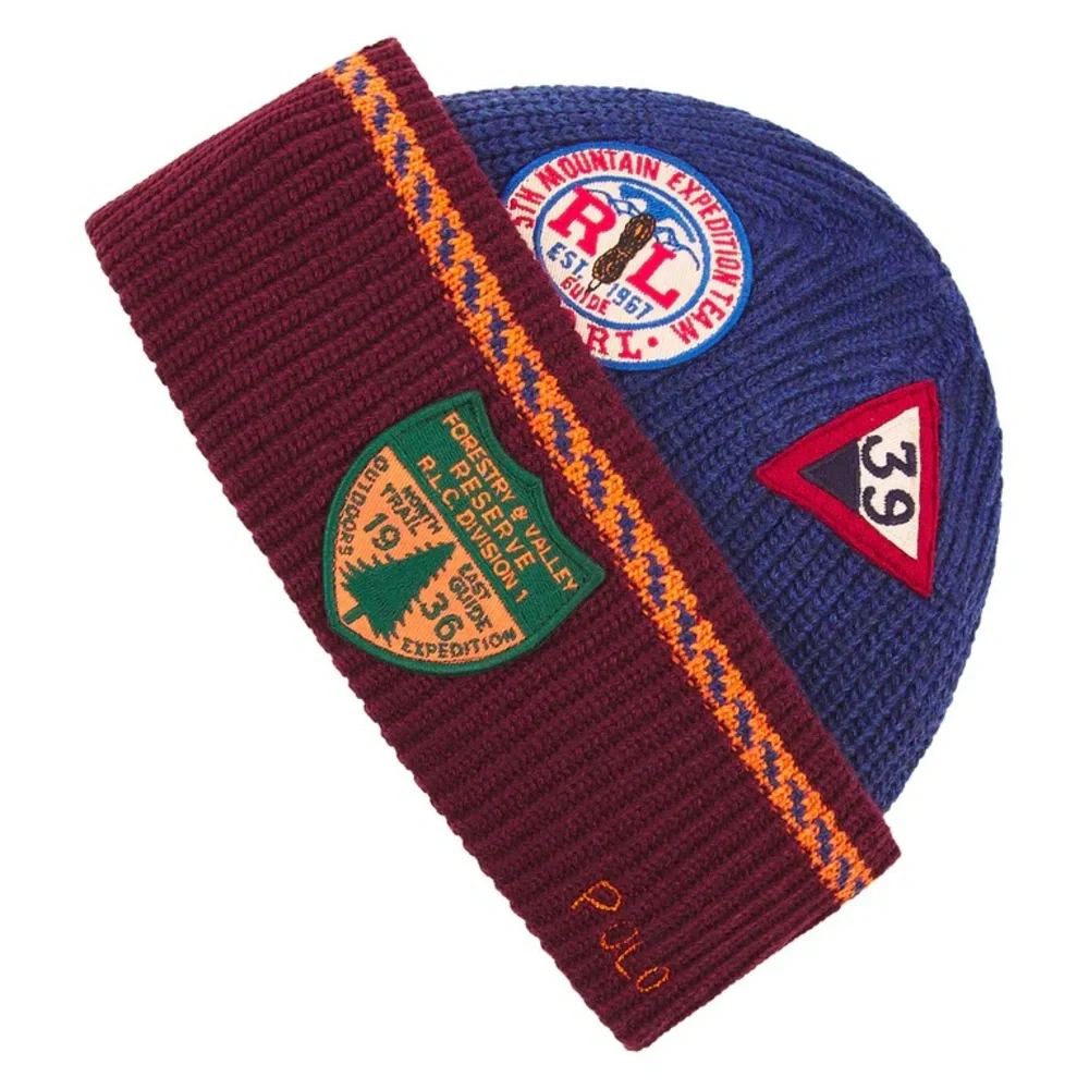 Polo Ralph Lauren Expedition Patch Beanie | Red Multi, OS, $88.00 MSRP, - Picture 4 of 12